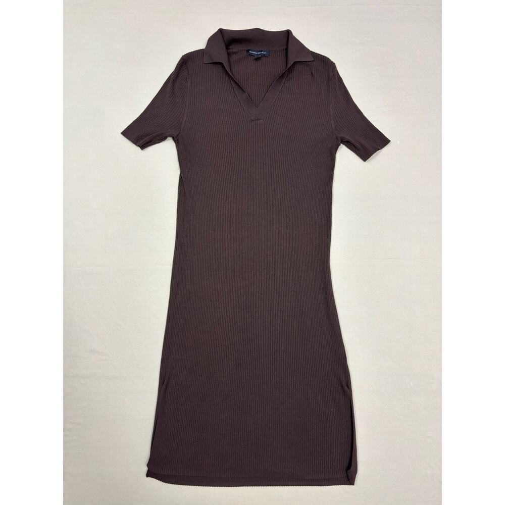 Banana Republic Dark Brown Ribbed Knit Collared Sweater Dress Women’s Size S